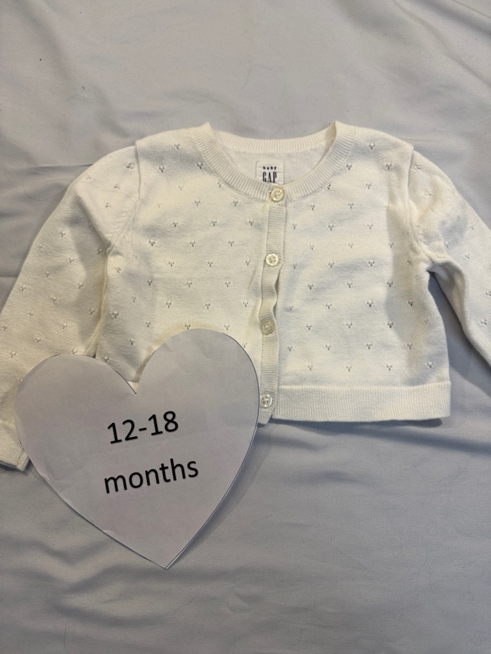 GAP - Baby White Knit Cardigan Sweater